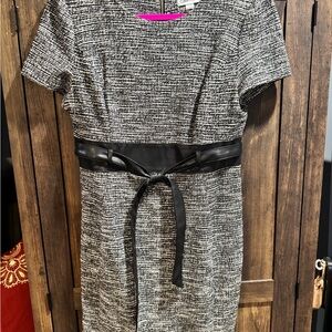 Calvin Klein Gray Midi Sheath Dress with Crew Neck